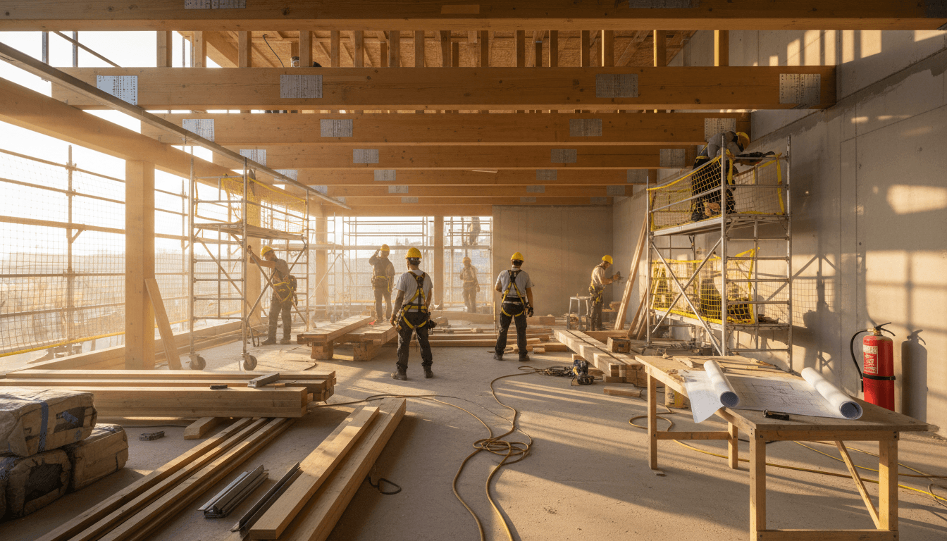 Cantiere in attività con macchinari edili a noleggio