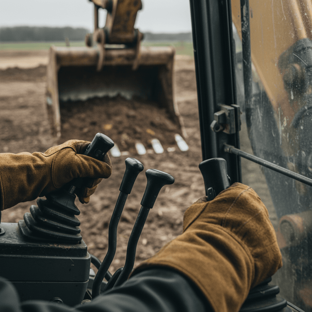 Operatore che utilizza attrezzatura da cantiere noleggiata