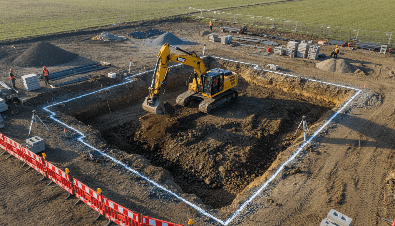 Escavatore su cantiere a Modena